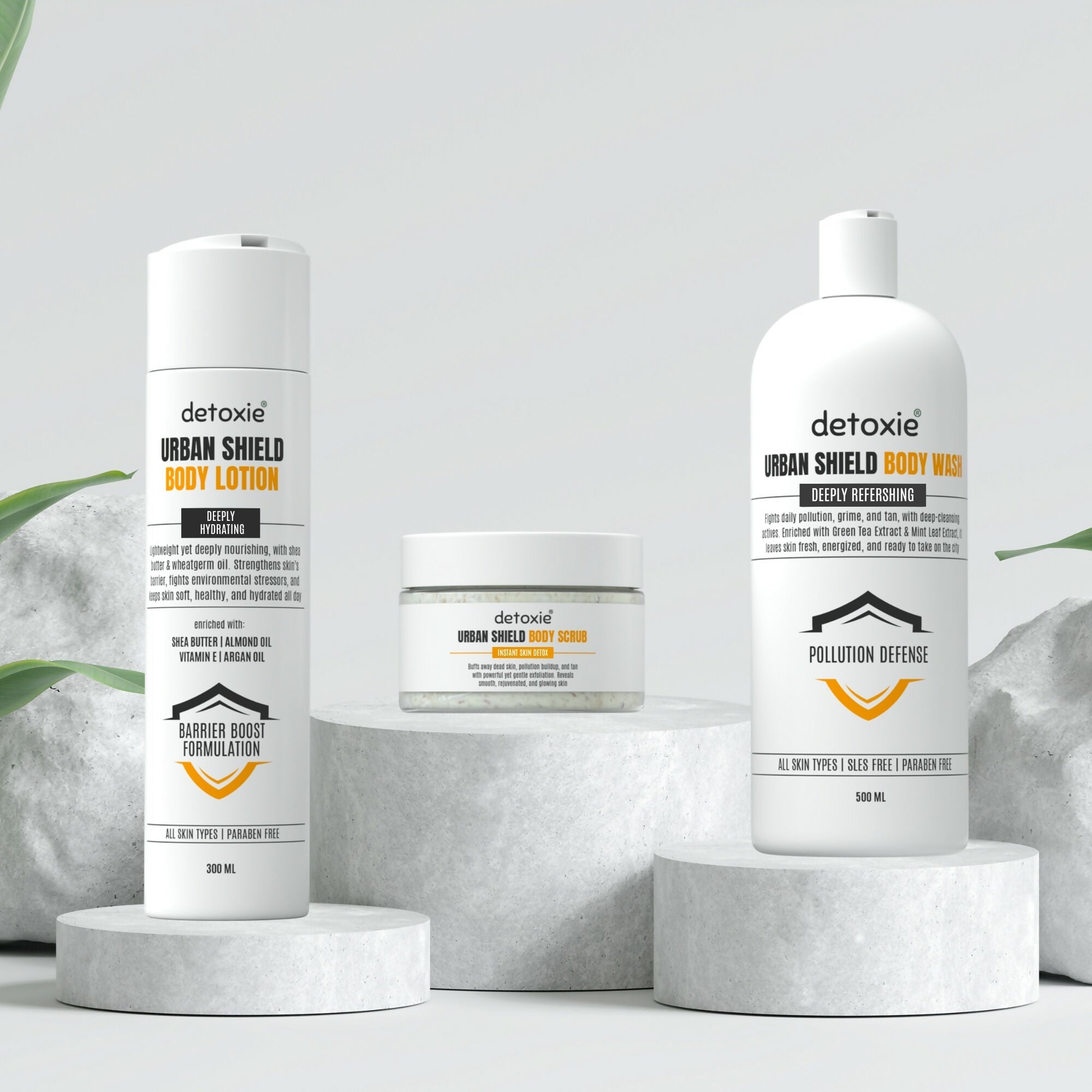 Detoxie Body Wash Lotion & Scrub Combo - Urban Shiled | Grocsy