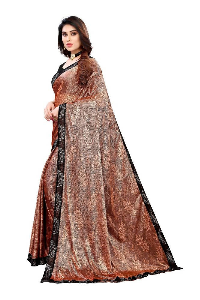 Vamika Brown Malai Silk Embroidery Saree | Grocsy
