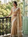 Shree Shyam Fashion Mustard Yellow Linen Saree | Grocsy