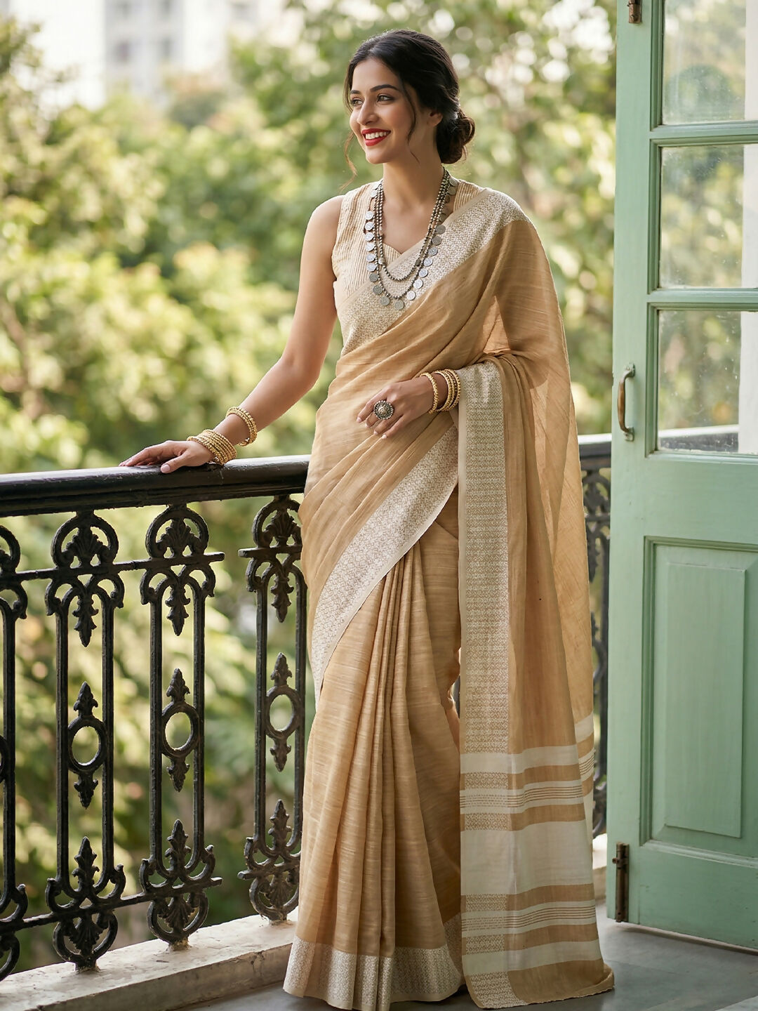 Shree Shyam Fashion Mustard Yellow Linen Saree | Grocsy