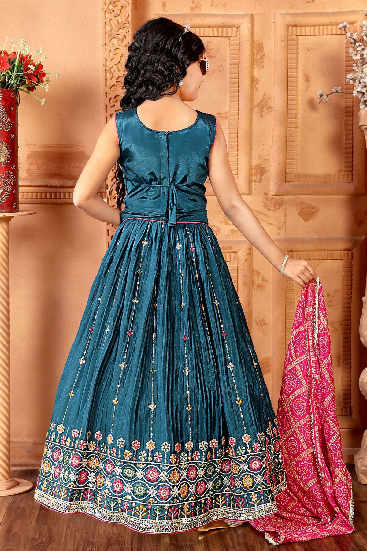 Kids Functional Designer Morepich Chinon Fab Lehenga choli - Aaradhna | Grocsy