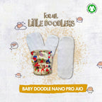 Kindermum Nano Pro Aio Cloth Diaper (With 2 Organic Inserts And Power Booster)-Baby Doodle For Kids | Grocsy