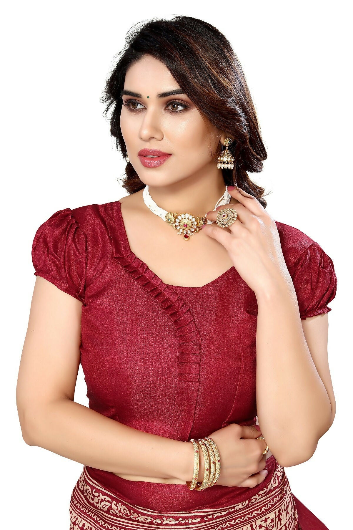 Vamika maroon Printed Art Silk Saree | Grocsy