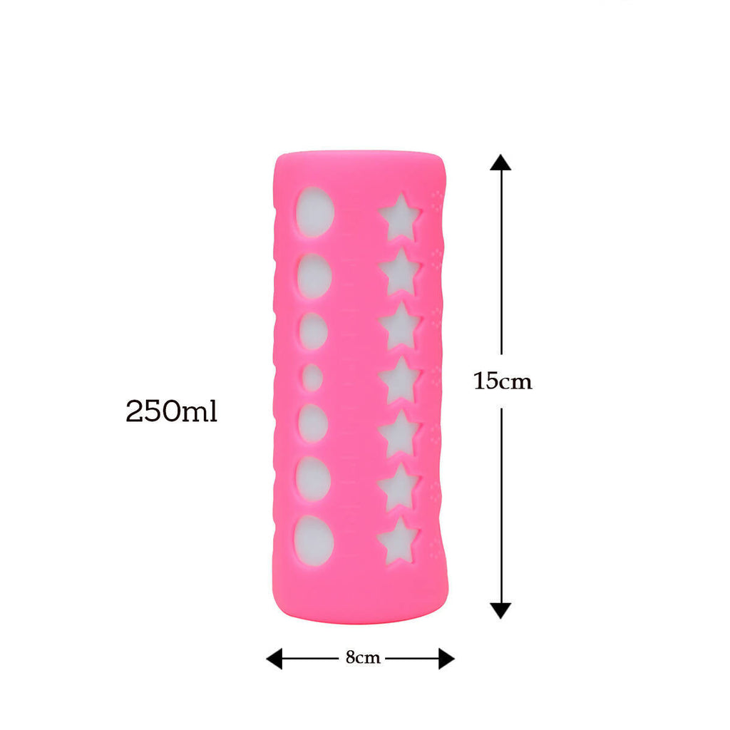 Safe-O-Kid Silicone Baby Feeding Bottle Cover Cum Sleeve for Insulated Protection 250mL- Pink | Grocsy