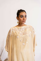 Timaraa Champagne Glow Hand-Embellished Georgette Kaftan Dress | Grocsy