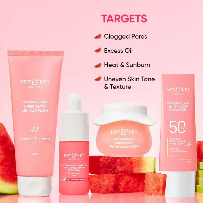 Dot & Key CSMS (Cleanser, Serum, Moisturizer, Sunscreen) Watermelon Essentials Combo | Grocsy