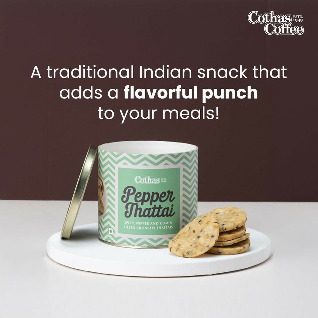 Cothas Pepper Thattai | Crispy Rice Flour Snack with Green Gram & Cumin | Grocsy