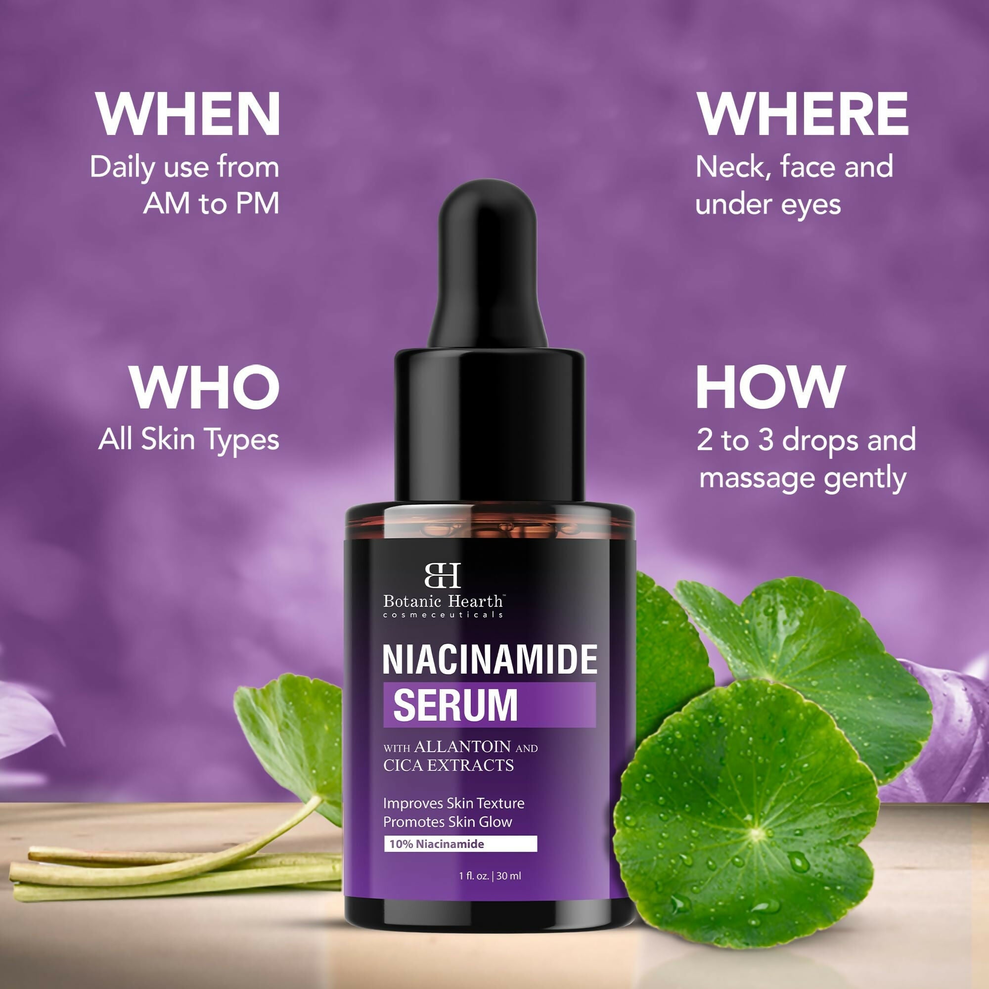 Botanic Hearth 10% Niacinamide Face Serum Minimize Pores, Correct Dark Spots, Even Skin Tone | Grocsy
