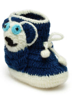 Chutput Kids Woollen Hand Knitted Panda Detailed Booties - Blue | Grocsy