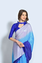 Vegaa Fashion Blue Vichitra Silk Embroidered Party Wear Saree | Grocsy