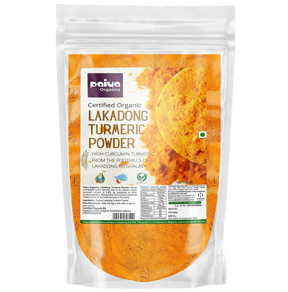 Paiya Organics Certified Organic Lakadong Turmeric Powder