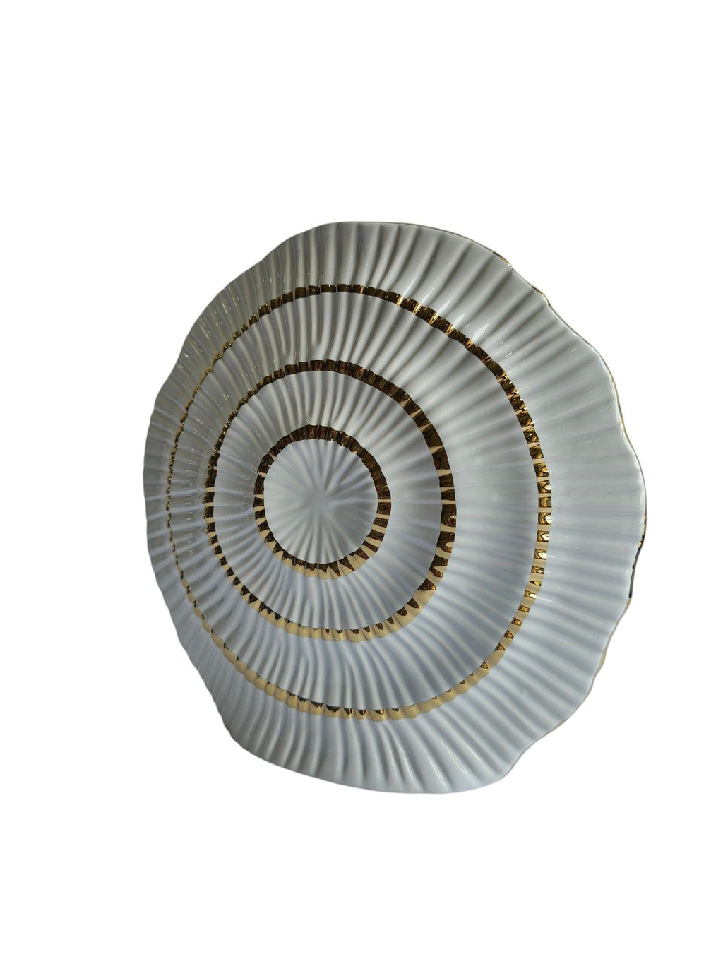 Sun Mun Decors White & Golden Shell Shaped Vase | Grocsy