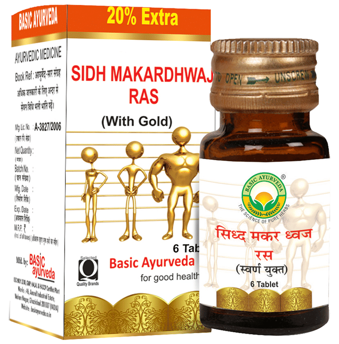 Basic Ayurveda Sidh Makardhwaj Ras with Gold | Grocsy