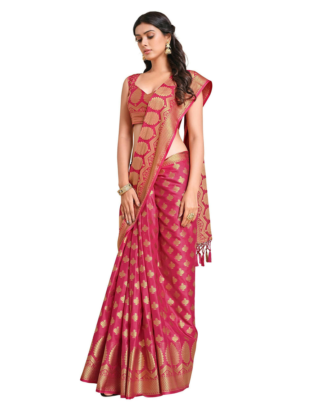Mimosa Women's Mysore Silk Pink Saree | Grocsy