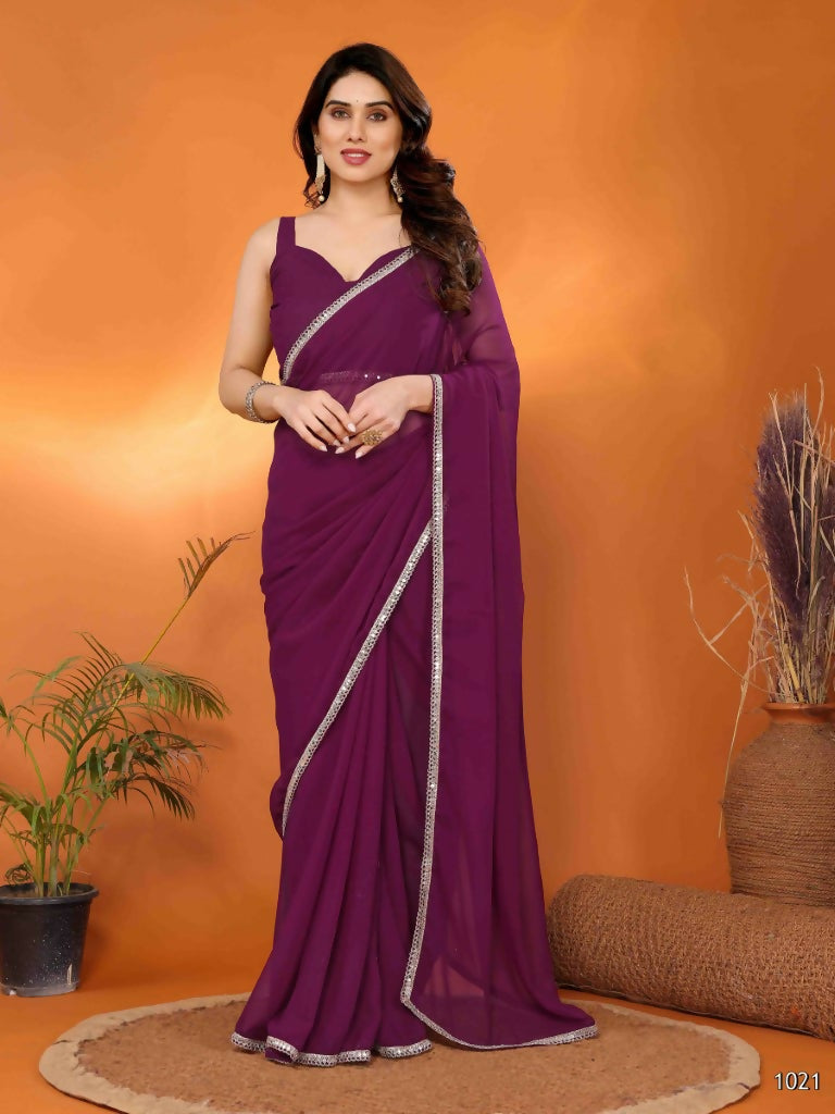 Designer Partywear Beat Georgette Fancy Saree - Durga | Grocsy