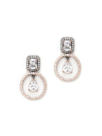 Stone kundan earrings (white) - Ruby Raang | Grocsy