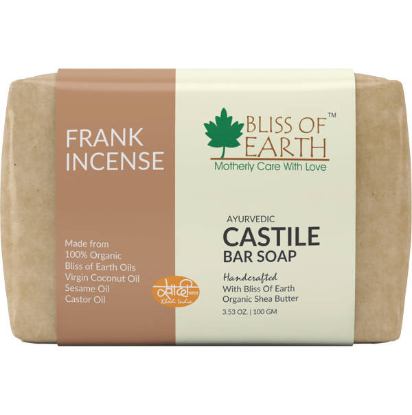 Bliss of Earth Frankincense Ayurvedic Castile Bar Soap | Grocsy