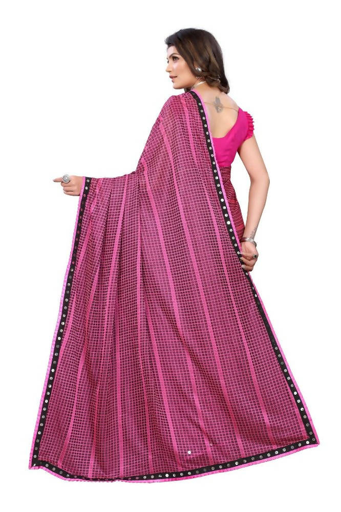 Vamika Pink Lycra Knitted Saree | Grocsy