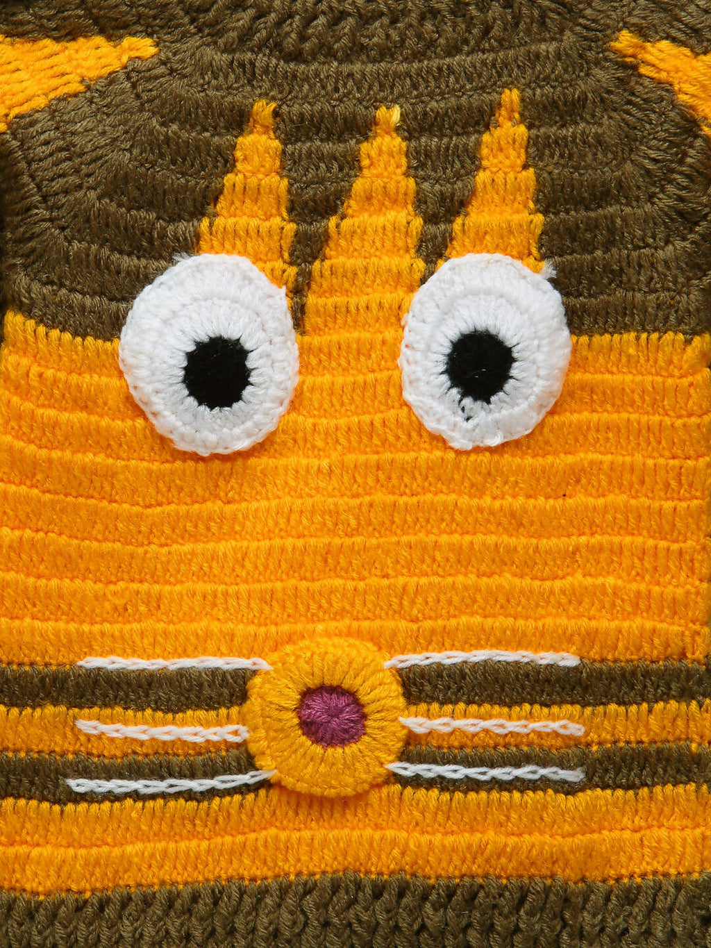 Chutput Kids Woollen Hand Knitted Lion Design Sweater - Yellow | Grocsy