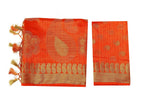 Mimosa Women's Kanchipuram Art Silk Orange Saree | Grocsy