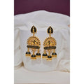 Traditional Gold-Polished Elephant Design Kundan Black Jhumka Jhumki Earrings By House of Ree - House of Ree