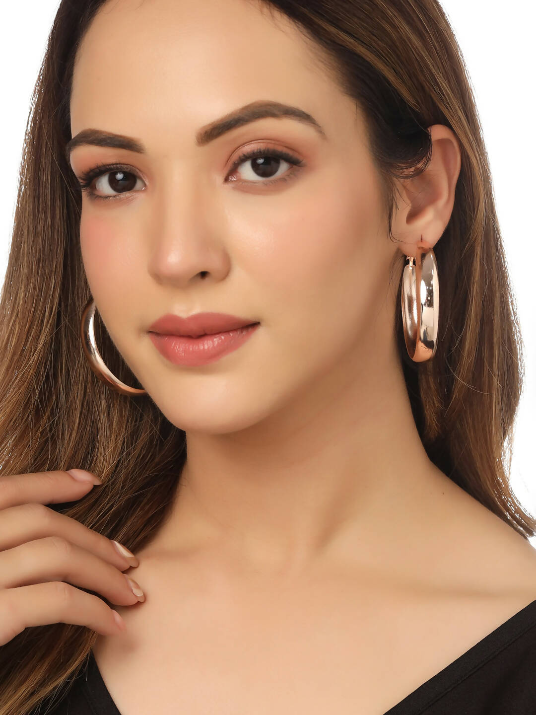 NVR Women Gold-Polished Hoop Earrings | Grocsy