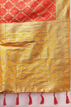 Lorenvalley Fashion Red & Yellow Patola Silk Woven Design Meenakari Weaving Saree | Grocsy