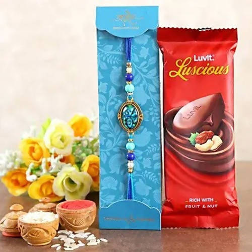 Striking Epoxy Rakhi & LuvIt Fruit N Nut Chocolate | Grocsy