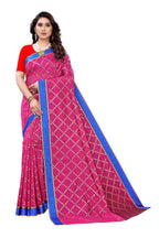 Vamika Pink Linen Foil Print Saree (YOGI PINK) | Grocsy