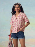 Janasya Cream Shirt Cotton Top | Grocsy