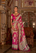 Strawberry Pink P V Silk Digital Print, Zari Work Printed Saree - Rewaa Parampara | Grocsy