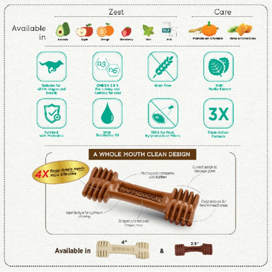 Happi Doggy Vegetarian Dental Chew Zest - Strawberry | Grocsy