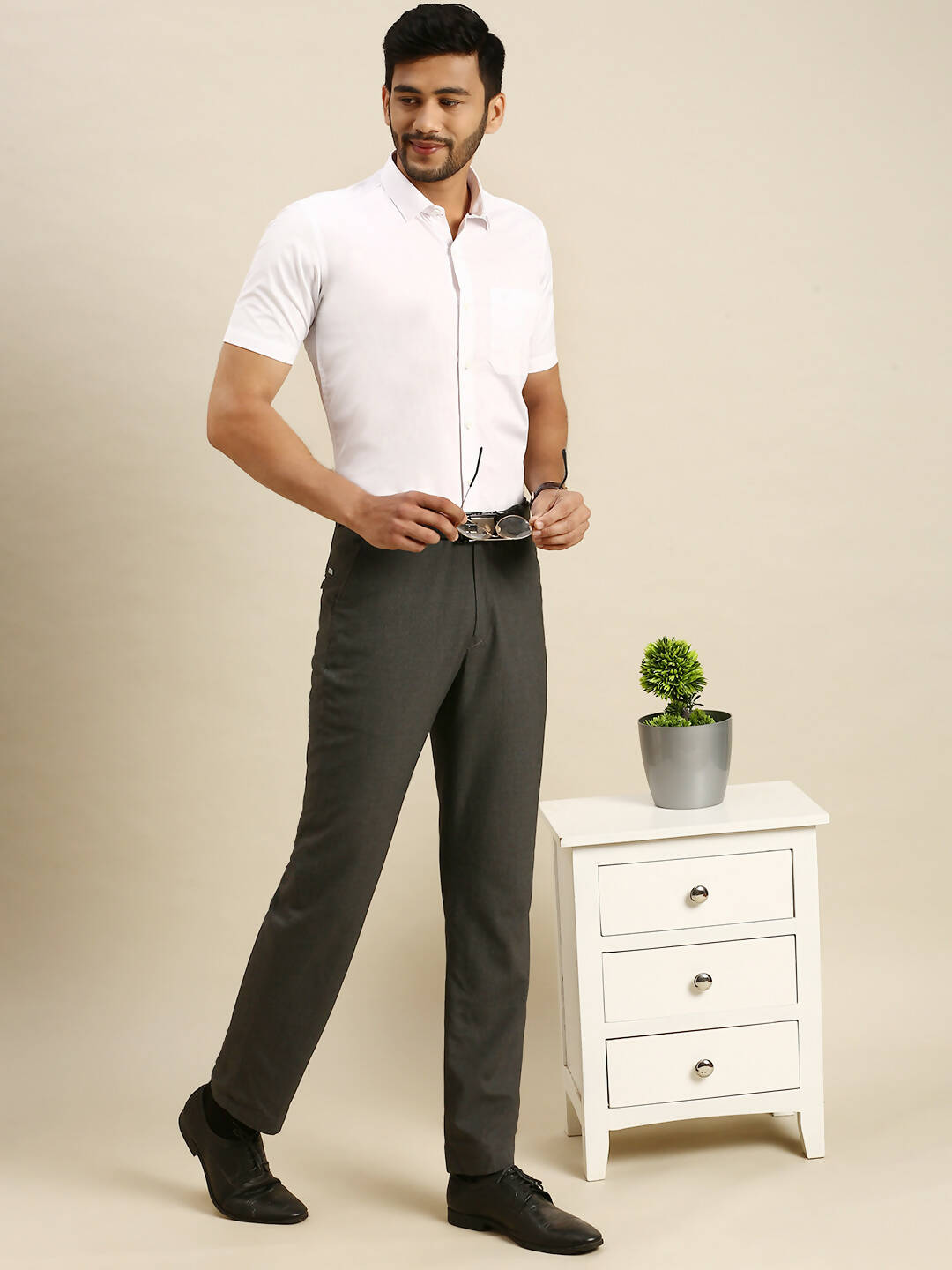 Ramraj Cotton Mens Half Sleeve White Shirt Plus Size - 100% Cotton | Grocsy