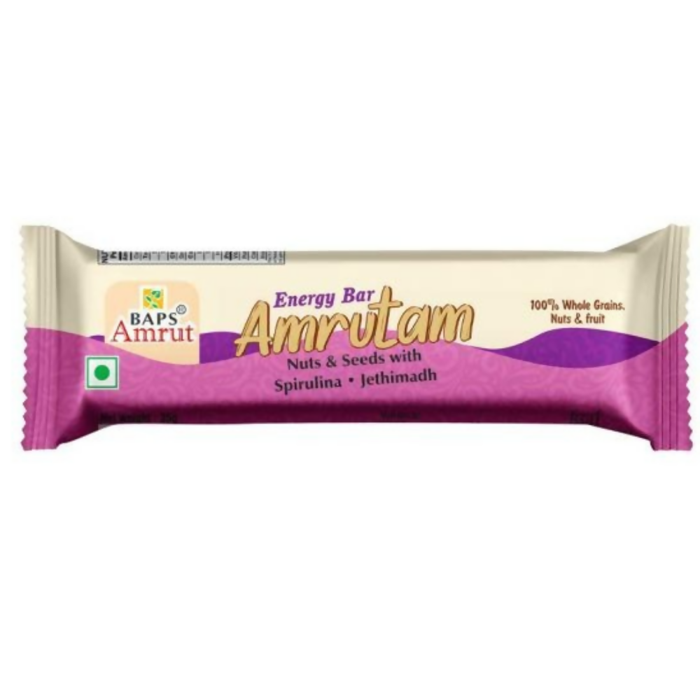 Baps Amrut Energy Bar Amrutam (Nuts & Seeds With Spirulina , Jethimadh) | Grocsy