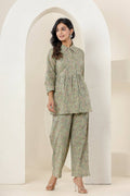 Kaajh Women's Green Printed Cotton Co-ord Set | Grocsy