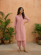 Gharana India Aira Peach Cotton Co-ord Set | Grocsy
