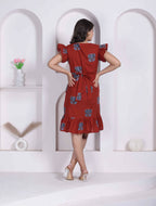Miravan Women Empire Waist Rust Mini Length Dress | Grocsy