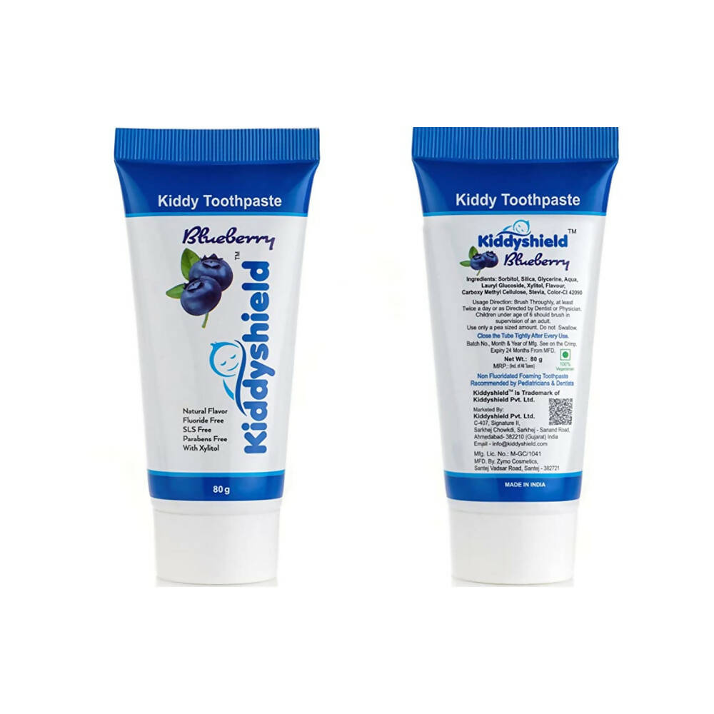 Kiddyshield Fluoride Free Formula Baby Toothpaste Blueberry For Kids 1+ Years | Grocsy