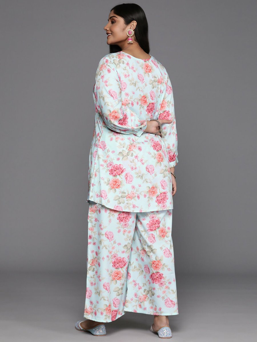 Ahalyaa Women's Traditional Wear Co-ords - Powder Blue | Grocsy