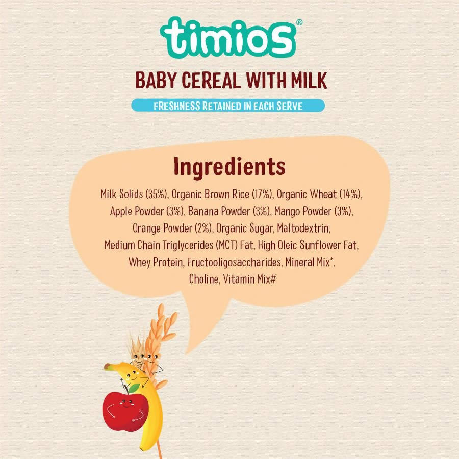 Timios Organic Rice Wheat Mixed Fruit Baby Cereal | Grocsy