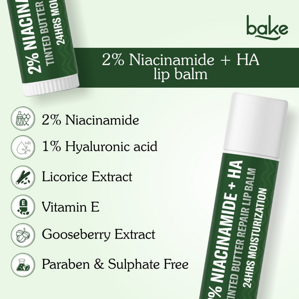 Bake 2% Niacinamide + Hyaluronic Acid Tinted Butter Brightening Lip Balm | Grocsy