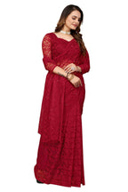 Vamika Maroon Pearls Net Saree | Grocsy