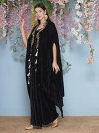 Joban Fashion Black Hand Embellished Cape with Inner and Skirt | Grocsy