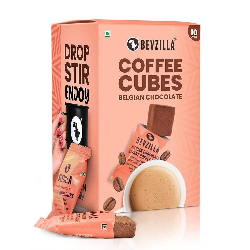 Bevzilla Instant Coffee Cubes Pack with Organic Date Palm Jaggery - Belgian Chocolate | Grocsy
