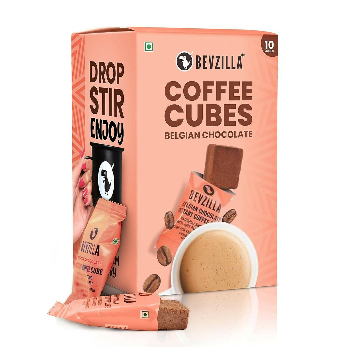 Bevzilla Instant Coffee Cubes Pack with Organic Date Palm Jaggery - Belgian Chocolate | Grocsy