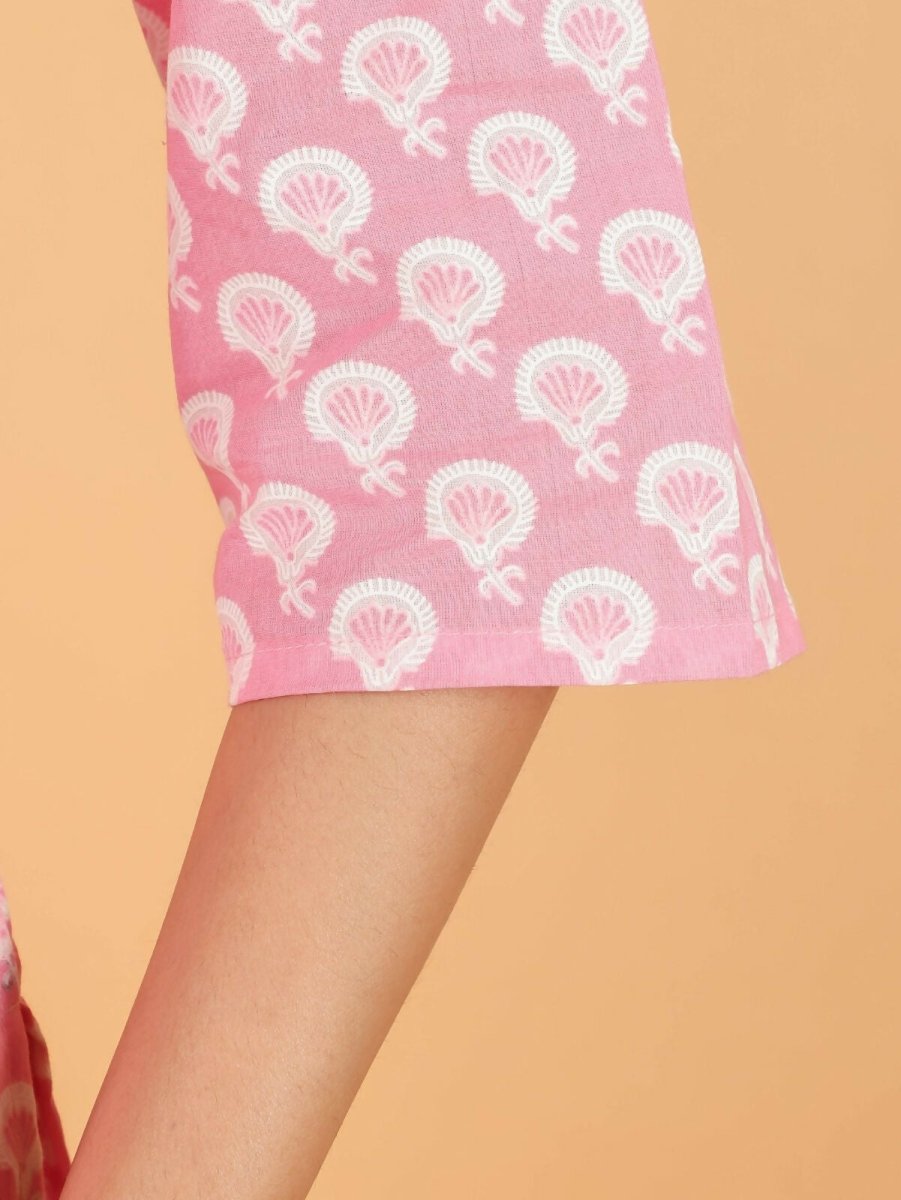 Aramya Straight Soft Cotton Floral Print Women's Kurta - Pink | Grocsy