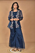 Morchari Women Hand Embroidery Crop Top-Blue | Grocsy
