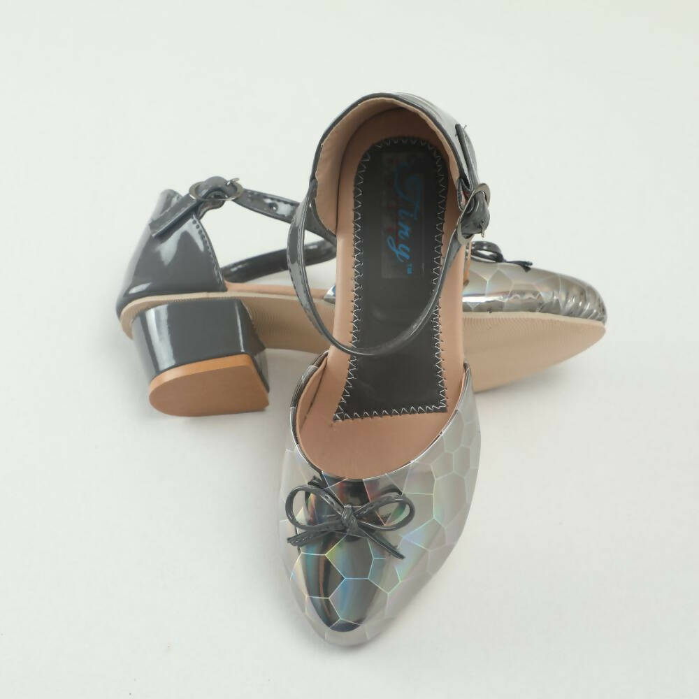 Tiny Bugs Girls Party Wear Ballerinas Heels - Dark Grey | Grocsy
