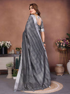 Aastha Fashion Grey Linen Weaving Saree | Grocsy