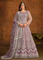 Purple All Over Embroidered Net Wedding Anarkali Suit - Emponline | Grocsy